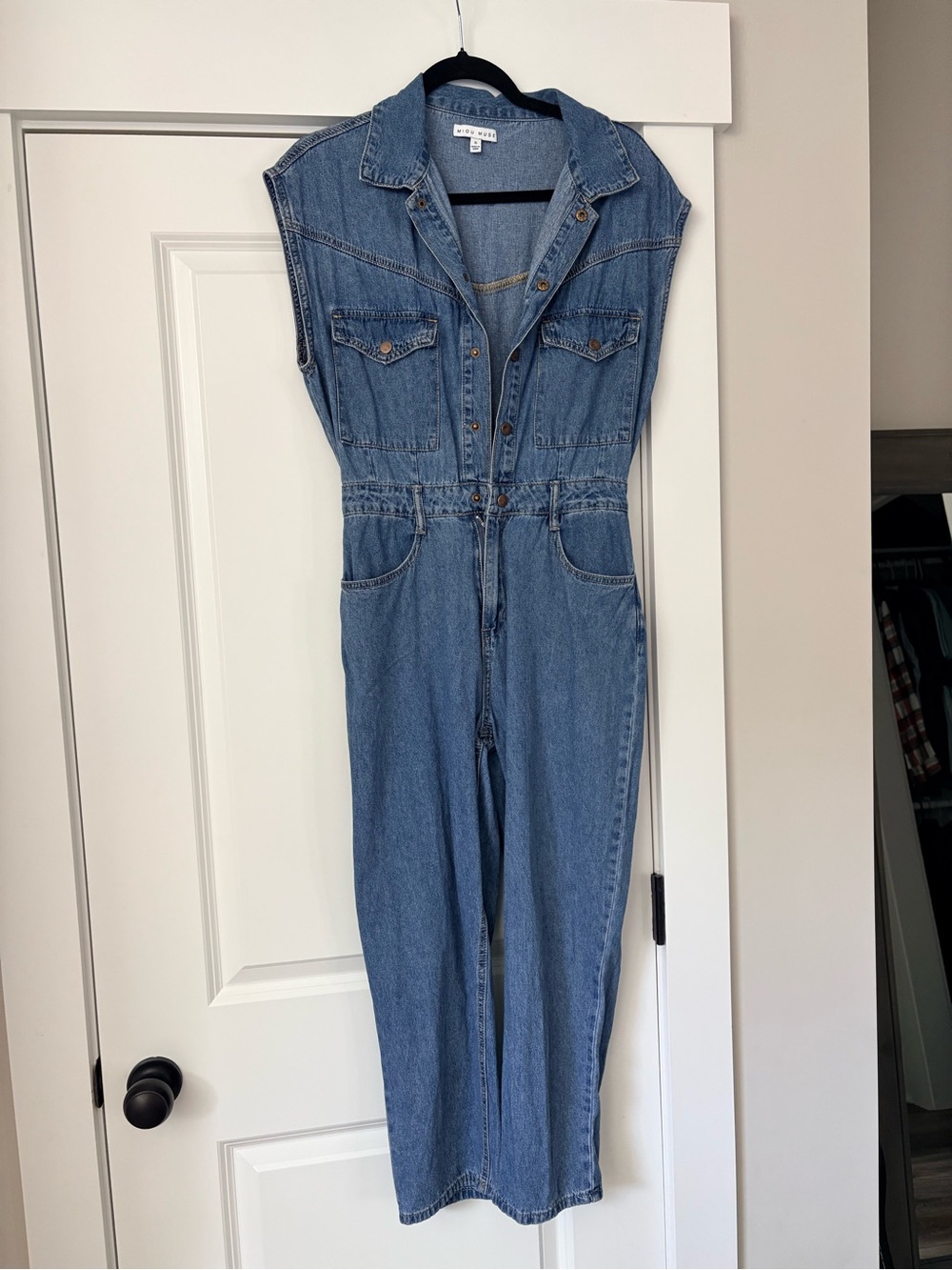 Vintage Sleeveless Denim Utility Jumpsuit